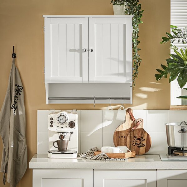 SoBuy BZR84-W Nástěnná skříňka Koupelnová skříňka Kuchyňská skříňka Lékárnička Koupelnový nábytek Bílá 60x60x30cm