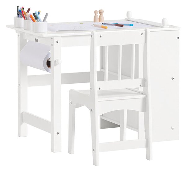 SoBuy KMB60-W Dětský stůl s 1 židlí Dětská sedací skupina Malířský stůl pro děti Bílá