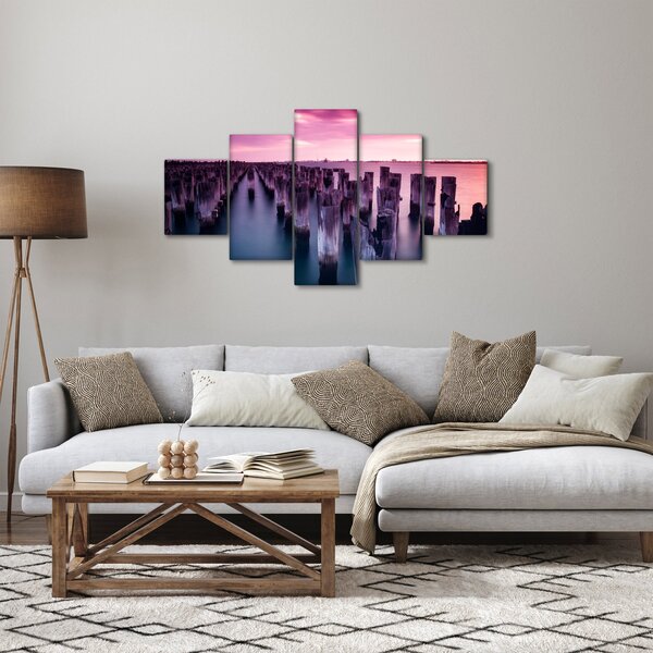 Obraz dřevěných kůlů (125x70 cm)
