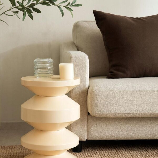Stolek Home Styling Collection kulatý 31 x 31 x 33 cm, béžové odstíny