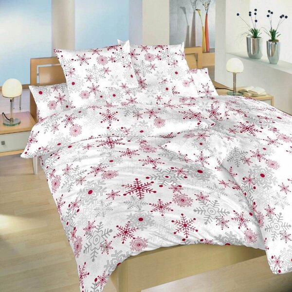Dadka Povlečení flanelové Vločky šedé 140x200, 70x90 cm