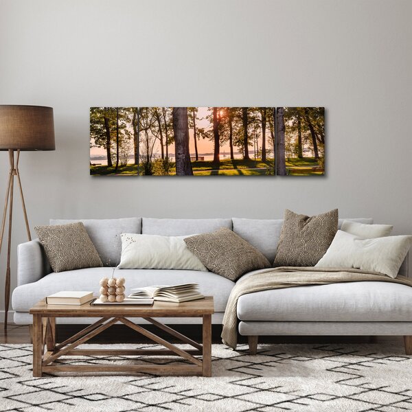 Obraz stromů u jezera (170x50 cm)