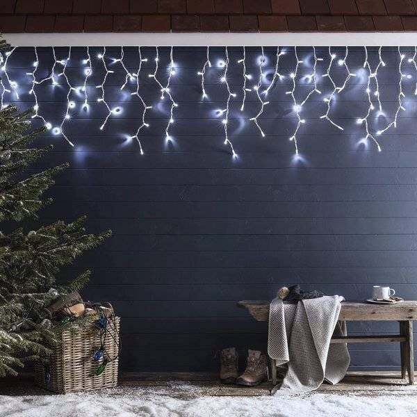 ZÁVĚS 500 LED RAMPOUCHY VENKOVNÍ OSVĚTLENÍ + FLASH STUDENÁ BÍLÁ OSVĚTLENÍ 21M