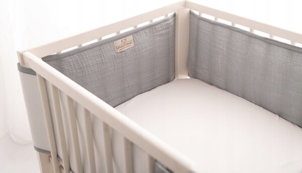Muślinový chránič do postýlky 180x30 cm Tmavě šedá / Baby Matex