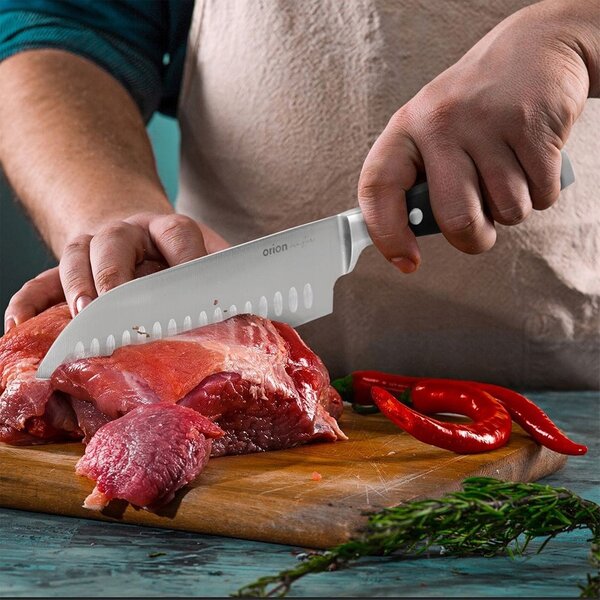 Nůž SANTOKU asijský velký kuchyňský nůž na krájení sekání ORION MASTER 33 cm