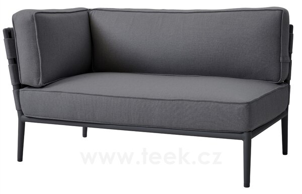 Cane-line Ukončovací/rohový pravostranný díl Conic, Cane-line, 140x82x82 cm, rám hliník barva light grey, pásový výplet a sedáky venkovní látka barva AirTouch light grey