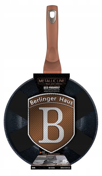 BerlingerHaus Wok s mramorovým povrchem Rosegold Metallic Line 28 cm