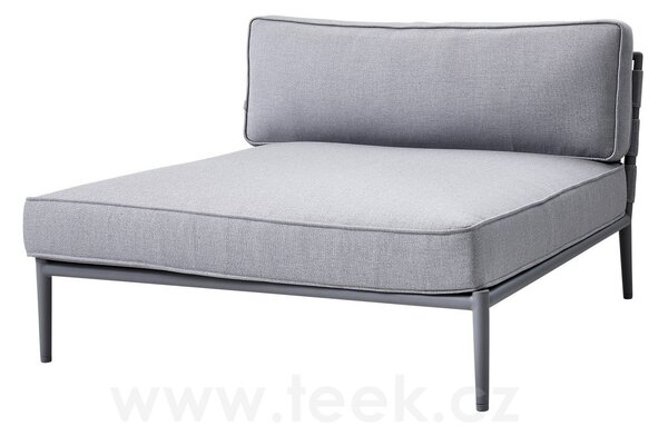 Cane-line Denní postel Conic, Cane-line, 120x140x82 cm, rám hliník barva light grey, pásový výplet a sedáky venkovní látka AirTouch light grey