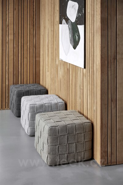 Cane-line Podnožka Cube, Cane-line, 48x48x39 cm, pásový výplet barva dark grey