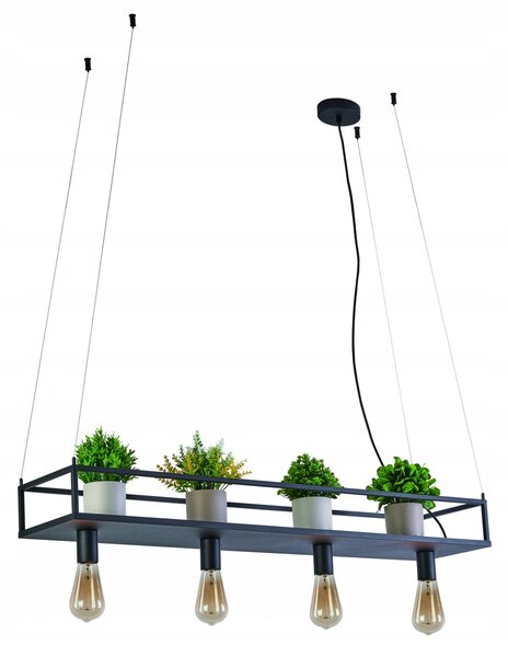 Závěsné svítidlo Fiore 4xE27 40W černý kovový Reality 120cm IP20