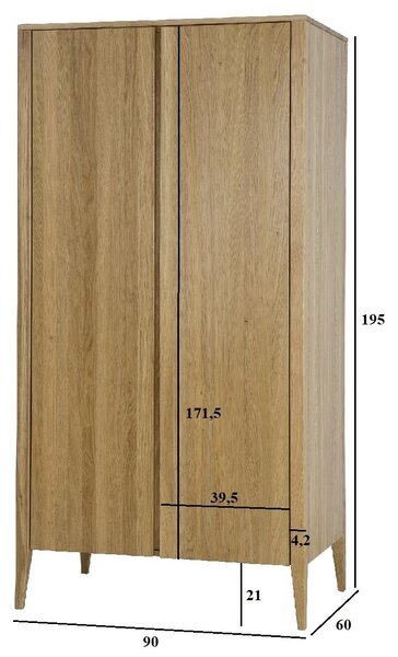 Drewmax SF332 skříň šatní masiv dub