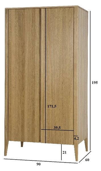Drewmax SF331 skříň šatní masiv dub