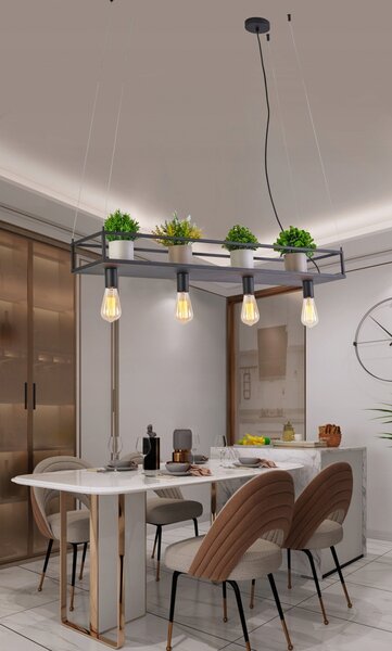 Závěsné svítidlo Fiore 4xE27 40W černý kovový Reality 120cm IP20