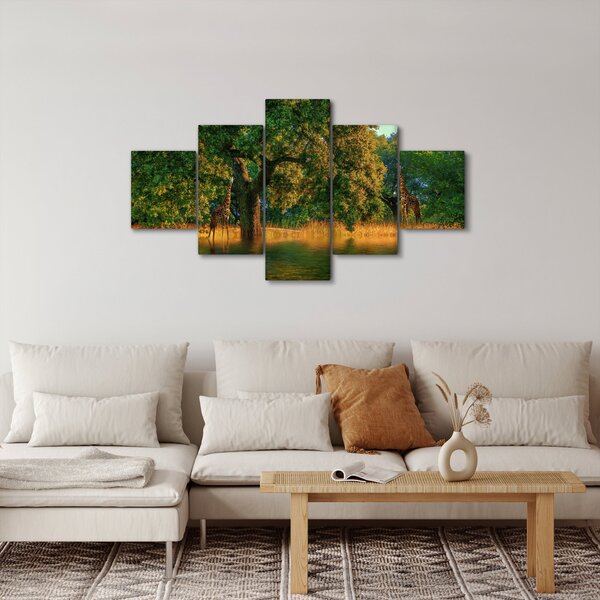 Obraz žiraf v přírodě (125x70 cm)