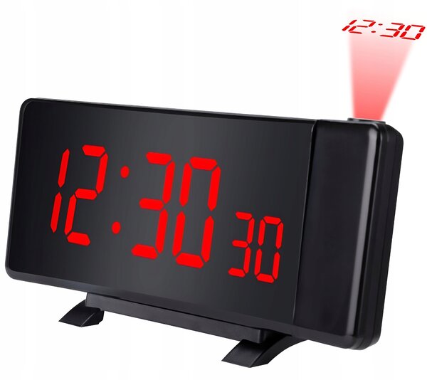 RADIOBUDÍK HODINY S PROJEKTOREM ČERNÝ USB HLASITÝ BUDÍK LED DISPLEJ XL