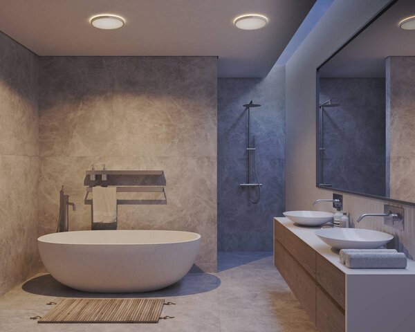 Stropní svítidlo Nordlux Oja ⌀29,4cm, DIM 3000K/4000K, IP54 Barva: Černá