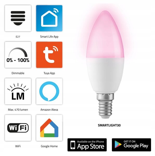 Alecto SMARTLIGHT30 Chytrá LED žárovka Wi-Fi