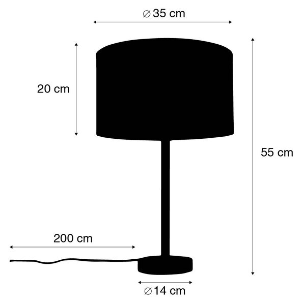 Moderní stolní lampa černá s bouclé stínítkem světle hnědým 35 cm - Simplo