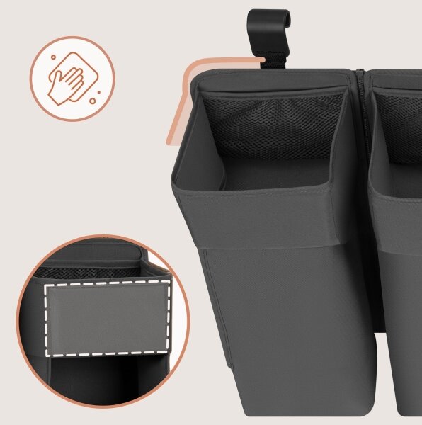 Lionelo - Organizér na postýlku 3v1 SIDEPOCKET Grey