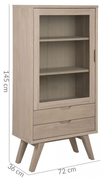 Actona Vitrína A-Line 145 cm bělený dub