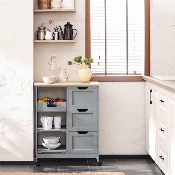 SoBuy FKW79-HG Kuchyňský vozík Servírovací vozík Světle šedý 67 x 84,5 x 37 cm