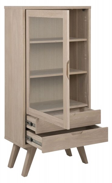 Actona Vitrína A-Line 145 cm bělený dub