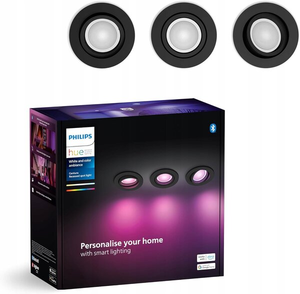 Obdélníkové bodové svítidlo Philips Hue černé