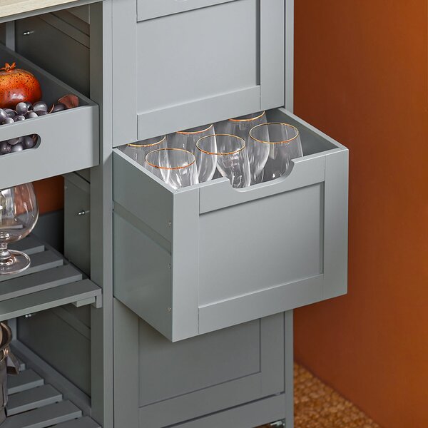 SoBuy FKW79-HG Kuchyňský vozík Servírovací vozík Světle šedý 67 x 84,5 x 37 cm