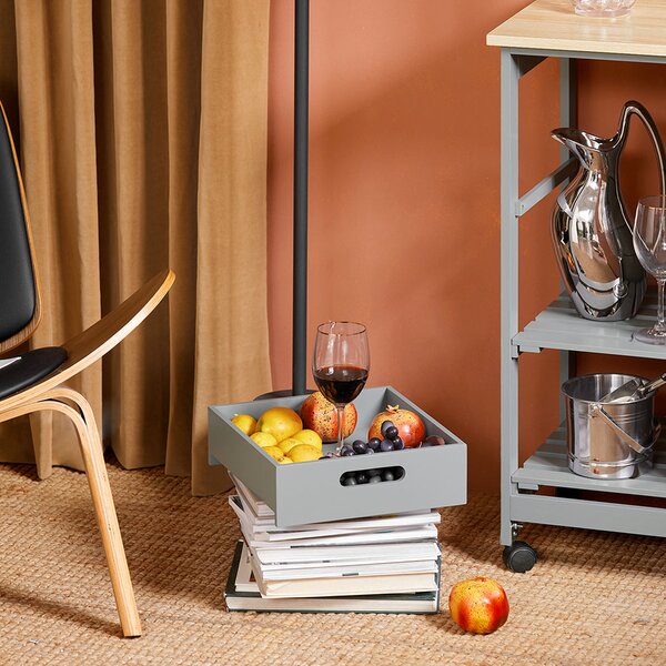 SoBuy FKW79-HG Kuchyňský vozík Servírovací vozík Světle šedý 67 x 84,5 x 37 cm