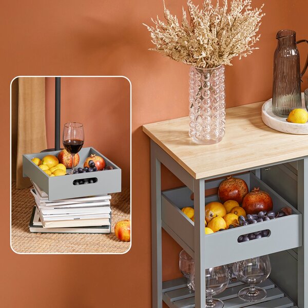 SoBuy FKW79-HG Kuchyňský vozík Servírovací vozík Světle šedý 67 x 84,5 x 37 cm