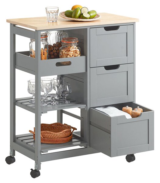 SoBuy FKW79-HG Kuchyňský vozík Servírovací vozík Světle šedý 67 x 84,5 x 37 cm