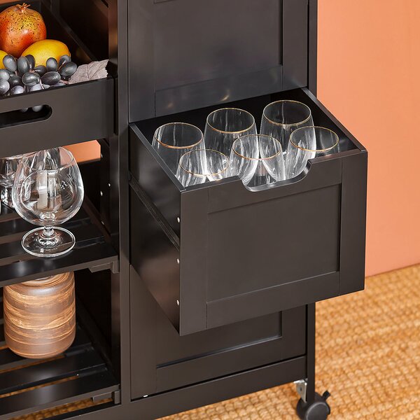 SoBuy FKW79-SCH Kuchyňský vozík Servírovací vozík Černý 67 x 84,5 x 37 cm