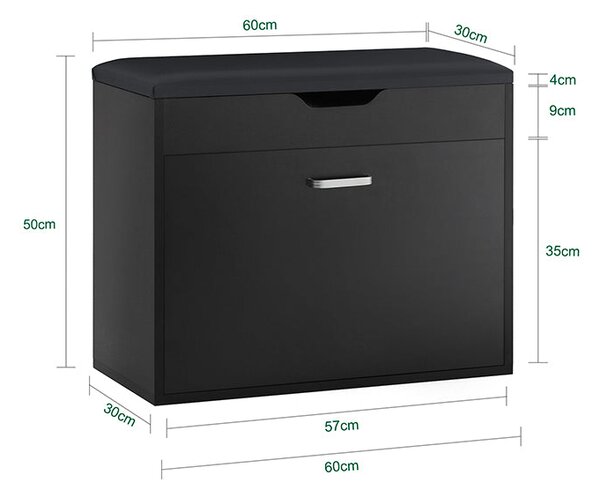SoBuy FSR95-SCH Botník s lavicí Lavice na boty Sklápěč bot s 1 klapkou sedáku 60x50x30cm