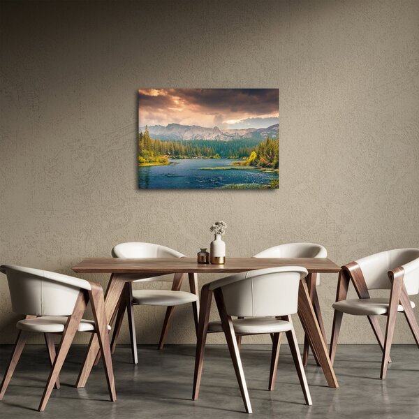 Obraz horské řeky a hor (70x50 cm)