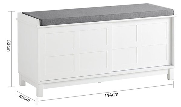 SoBuy FSR86-W Lavice s podsedákem Lavice na boty s úložným prostorem Botník s posuvnými dveřmi 114x53x40cm