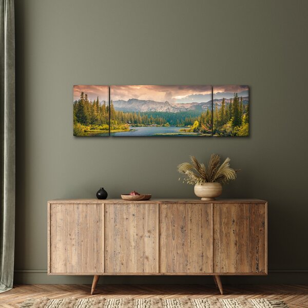 Obraz horské řeky a hor (170x50 cm)