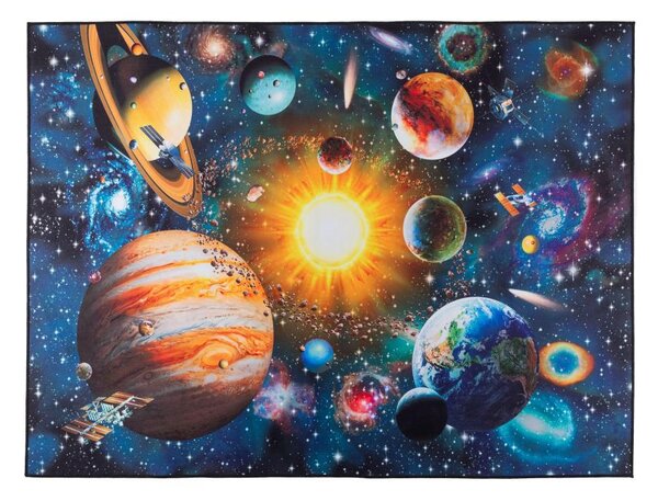 Dětský protiskluzový koberec PRINT 3D 120x160 cm planety/pestrobarevná