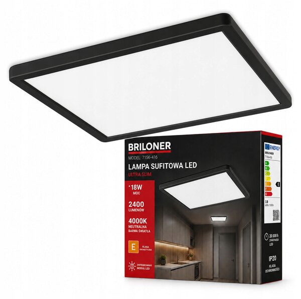 Stropní Svítidlo čtvercové Briloner Leuchten - LED Panel 29,3 x 2,8 cm černé