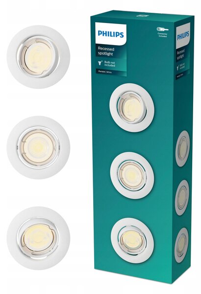 3x Halogenové podhledové svítidlo LED GU10, pohyblivé, Peridot Philips