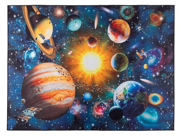 Dětský protiskluzový koberec PRINT 3D 80x150 cm planety/pestrobarevná