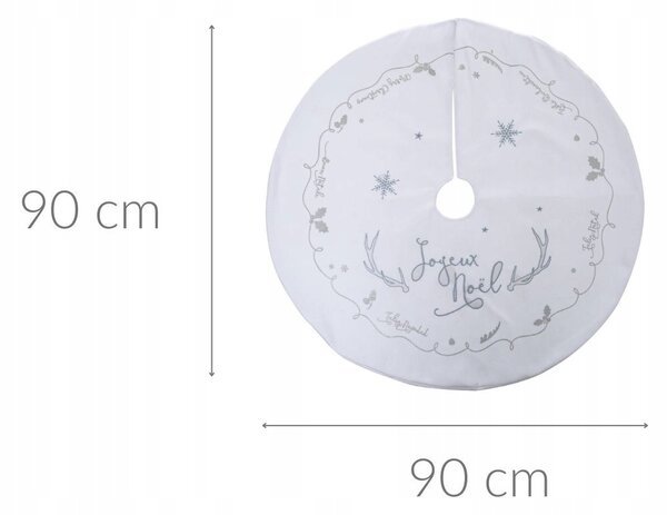 KOBEREČEK POD VÁNOČNÍ STROMEČEK BÍLÝ KULATÝ S NÁPISEM PRŮMĚR 90 CM