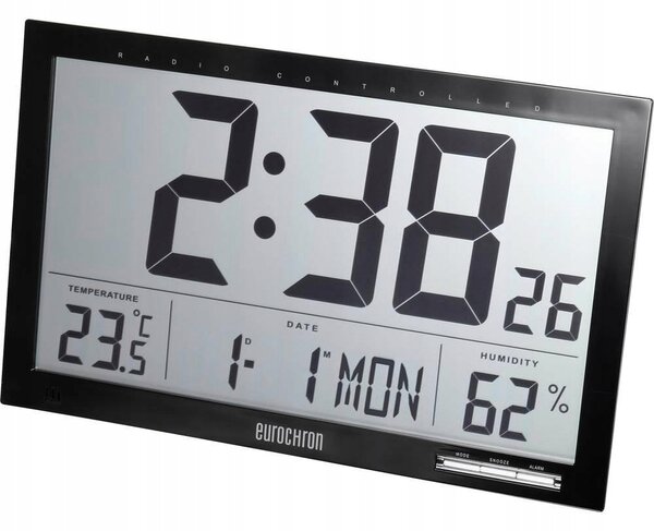 Nástěnné hodiny Eurochron černé 37 cm