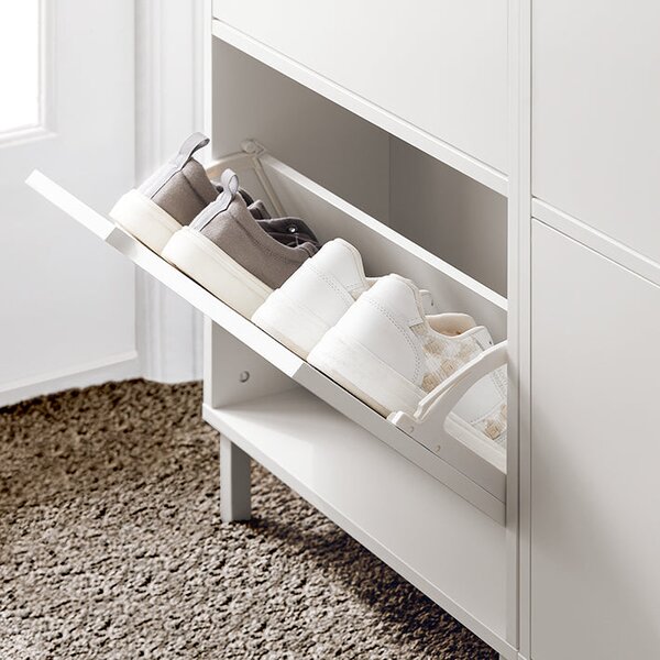 SoBuy FSR151-W Sklápěč bot se 2 klopami Úzká botník Botník Bílá 50x91x19cm