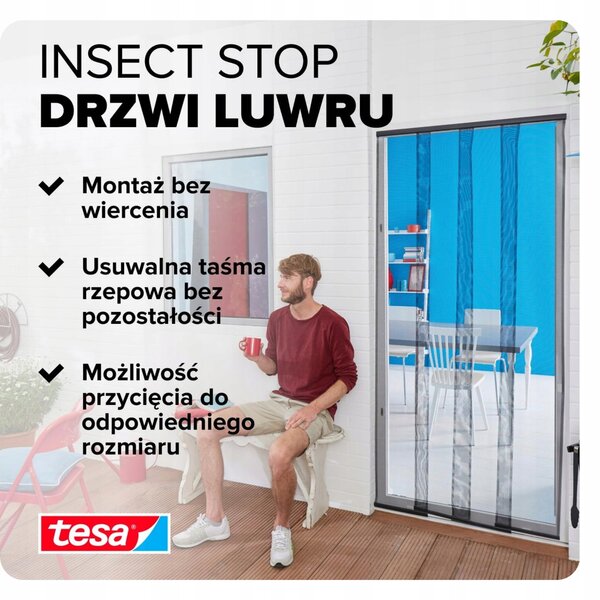 TESA Moskytiéra dveřní lamely na balkonové dveře černá 2,5x1,2m