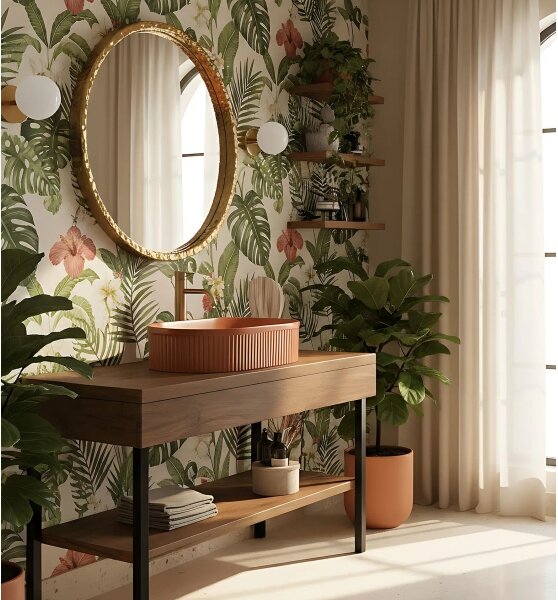 REA-U6377 - Umyvadlo na desku VANDA 31x49 cm keramika/oranžová