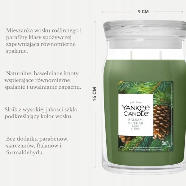 Sójová vonná svíčka BALSAM & CEDAR FIRESIDE Yankee Candle