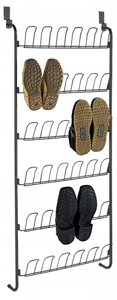 ORGANIZÉR NA BOTY NA DVEŘE KOVOVÝ NA 18 PÁRŮ 14X59X151 CM ČERNÝ