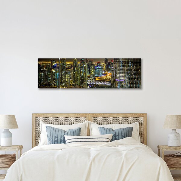 Obraz nočního města (170x50 cm)