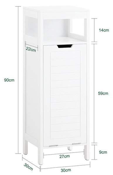 SoBuy BZR122-W Prádelní skříň Koš na prádlo Koupelnová skříňka Bílá 30x90x30 cm