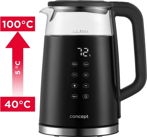 Concept RK4100 - Rychlovarná konvice s termotegulací 1,7 l 2200W/230V černá
